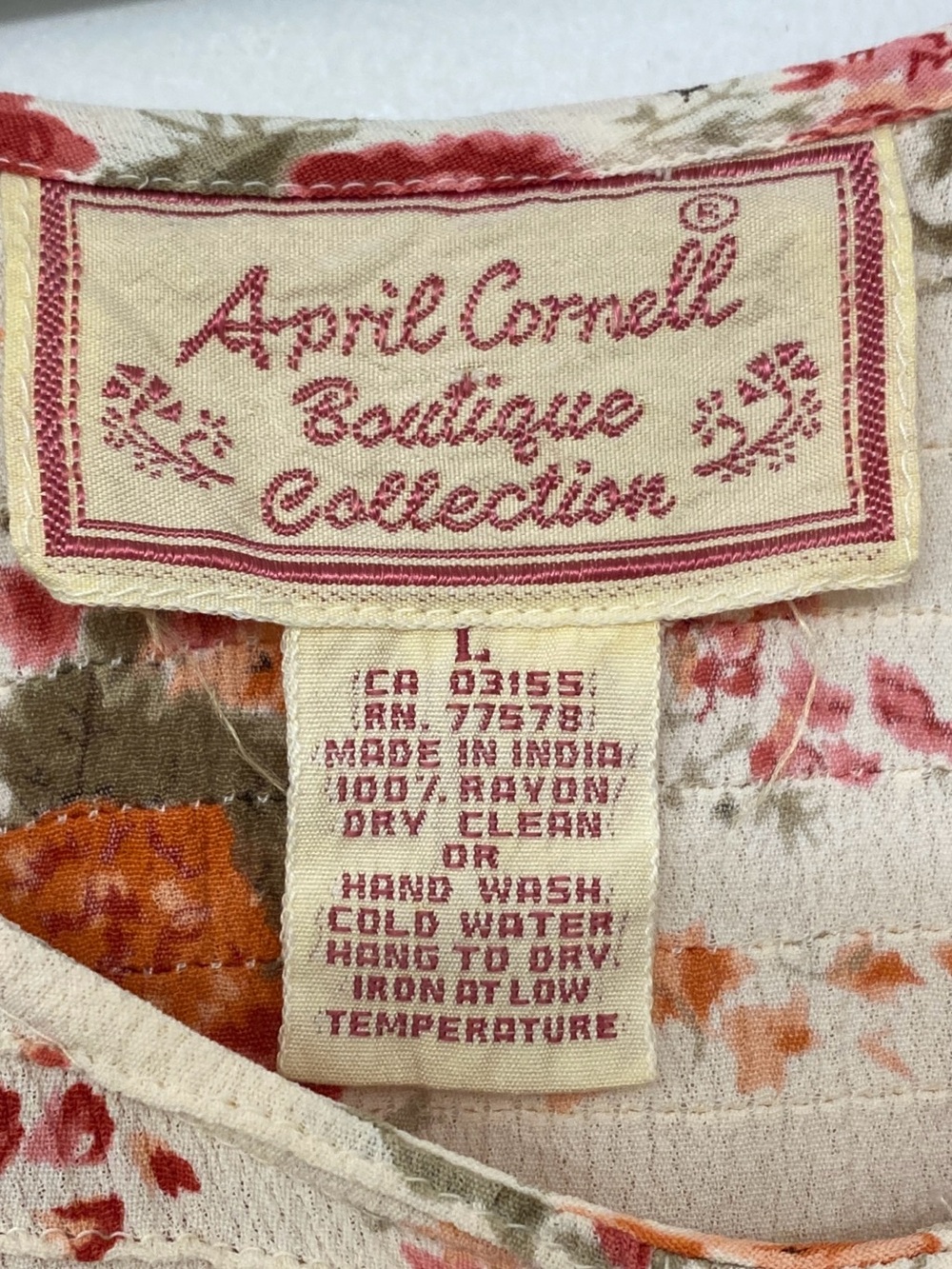April Cornell Floral Sleeveless Dress Button Front Pintuck Pinafore Sundress L - Picture 8 of 12
